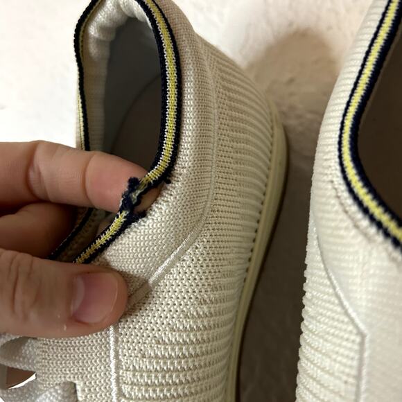 Rothy’s The Lace up Sneaker Womens Size 8 Vanilla Blue Woven Discontinued HTF - Picture 5 of 12